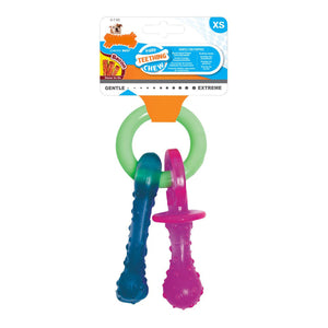 Dog teether Nylabone Nøkkelring Kjøtt Ost Valper Bacon Nylon Termoplastisk XS-størrelse
