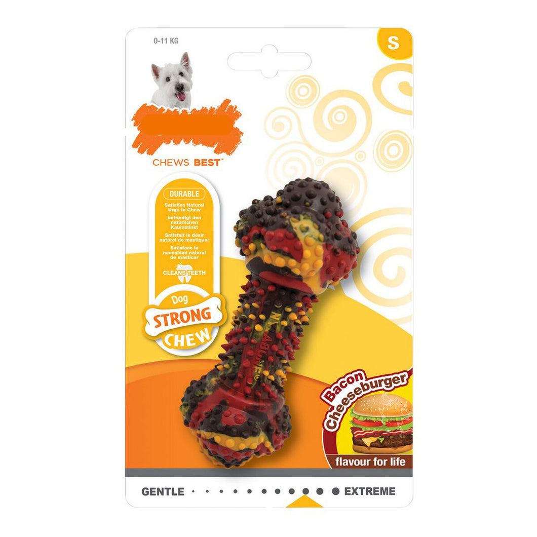 Dog teether Nylabone Strong Chew Bacon Ost Hamburger Gummi Størrelse S