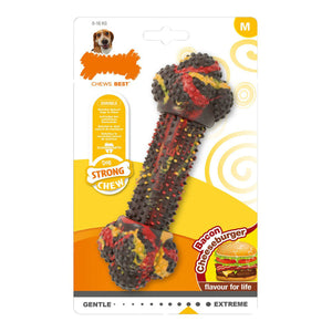 Dog teether Nylabone Strong Chew Bacon Ost Hamburger Gummi Størrelse M
