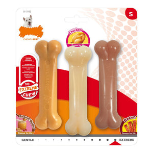 Dog teether Nylabone Extreme Chew Value Pack Bacon Peanøttsmør Størrelse S Kylling Nylon (3 pcs)
