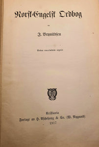 Norsk-engelsk ordbok fra 1917. Tittelblad.