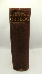 Norsk-engelsk ordbok fra 1917. Rygg.