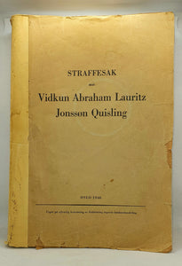 Bok om Vidkun Quislings straffesak, utgitt 1946.