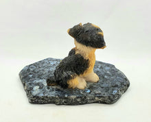 Last inn bildet i Galleri-visningsprogrammet, Søt hundefigur på flott Larvikitt steinplate. Sett bakfra.
