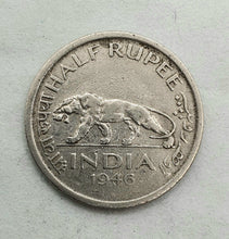 Last inn bildet i Galleri-visningsprogrammet, En halv indisk rupi fra 1946. Revers.
