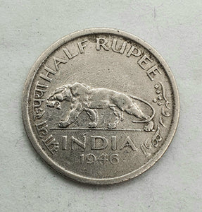 En halv indisk rupi fra 1946. Revers.