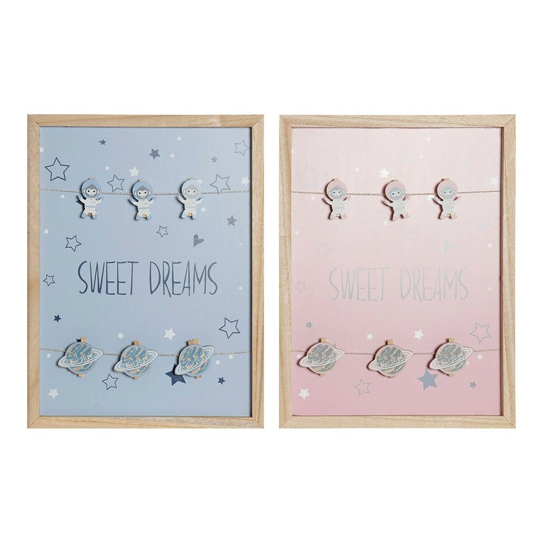 Fotoramme med Klemmer DKD Home Decor Sweet Dreams Tre MDF (40 x 40 x 3 cm) (2 pcs)