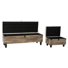 Last inn bildet i Galleri-visningsprogrammet, Foot-of-bed Bench DKD Home Decor Brun Krem 3 Deler Tre Polyester Aluminium Tradisjonell (119 x 41 x 42 cm) (3 pcs)
