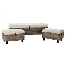 Last inn bildet i Galleri-visningsprogrammet, Foot-of-bed Bench DKD Home Decor Brun Krem 3 Deler Tre Polyester Aluminium Tradisjonell (119 x 41 x 42 cm) (3 pcs)
