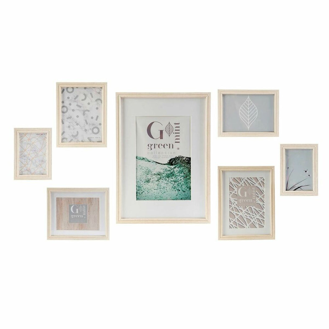 Fotoramme for vegg DKD Home Decor Krystall Tre MDF (7 pcs)