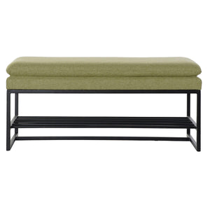 Foot-of-bed Bench DKD Home Decor Svart Grønn Polyester Aluminium Jern (80 x 36 x 35 cm)