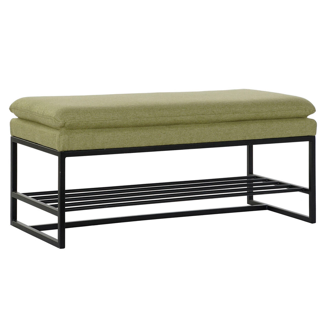 Foot-of-bed Bench DKD Home Decor Svart Grønn Polyester Aluminium Jern (80 x 36 x 35 cm)
