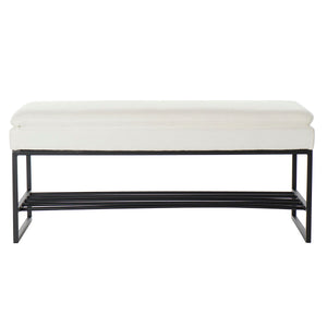 Foot-of-bed Bench DKD Home Decor Svart Beige Polyester Jern (80 x 36 x 35 cm)