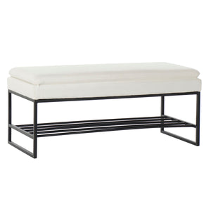 Foot-of-bed Bench DKD Home Decor Svart Beige Polyester Jern (80 x 36 x 35 cm)