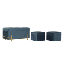 Last inn bildet i Galleri-visningsprogrammet, Krakk DKD Home Decor Blå Polyester Skum Metall Tre MDF (3 pcs) (80 x 40 x 42 cm)

