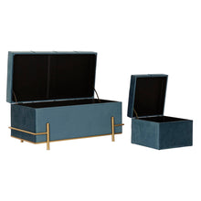 Last inn bildet i Galleri-visningsprogrammet, Krakk DKD Home Decor Blå Polyester Skum Metall Tre MDF (3 pcs) (80 x 40 x 42 cm)
