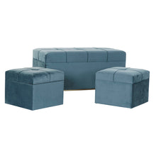 Last inn bildet i Galleri-visningsprogrammet, Krakk DKD Home Decor Blå Polyester Skum Metall Tre MDF (3 pcs) (80 x 40 x 42 cm)
