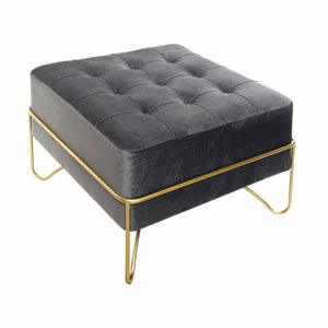 Krakk DKD Home Decor Grå Polyester Skum Metall Gyllen Tre MDF (42 x 42 x 38 cm)