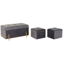 Last inn bildet i Galleri-visningsprogrammet, Krakk DKD Home Decor Grå Polyester Skum Metall Tre MDF (3 pcs) (80 x 40 x 42 cm)
