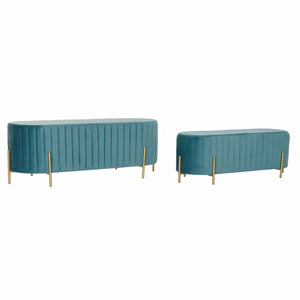 Krakk DKD Home Decor   Blå Gyllen Metall Polyester Fløyel (123 x 50 x 45 cm)