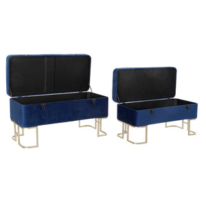 Krakk DKD Home Decor   Blå Gyllen Metall Fløyel (90 x 40 x 47 cm)