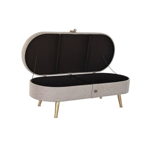 Oppbevaringskiste med sete DKD Home Decor Grå Metall Polyester (114 x 44 x 43 cm)