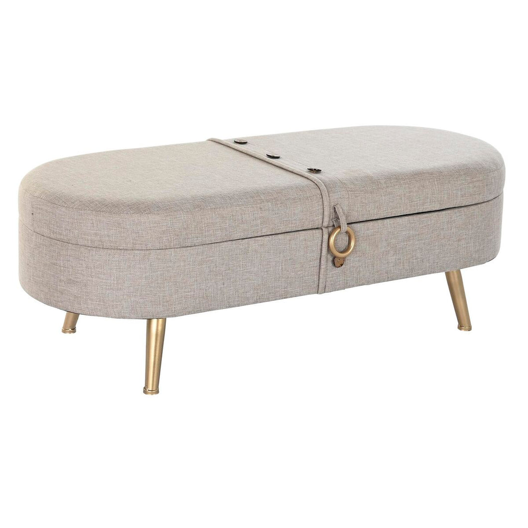 Oppbevaringskiste med sete DKD Home Decor Grå Metall Polyester (114 x 44 x 43 cm)