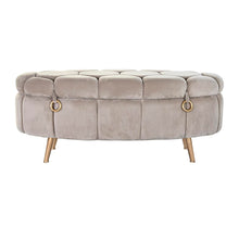 Last inn bildet i Galleri-visningsprogrammet, Oppbevaringskiste med sete DKD Home Decor Beige Metall Polyester (125 x 55 x 53 cm)
