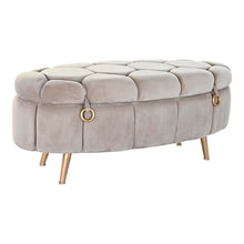 Last inn bildet i Galleri-visningsprogrammet, Oppbevaringskiste med sete DKD Home Decor Beige Metall Polyester (125 x 55 x 53 cm)
