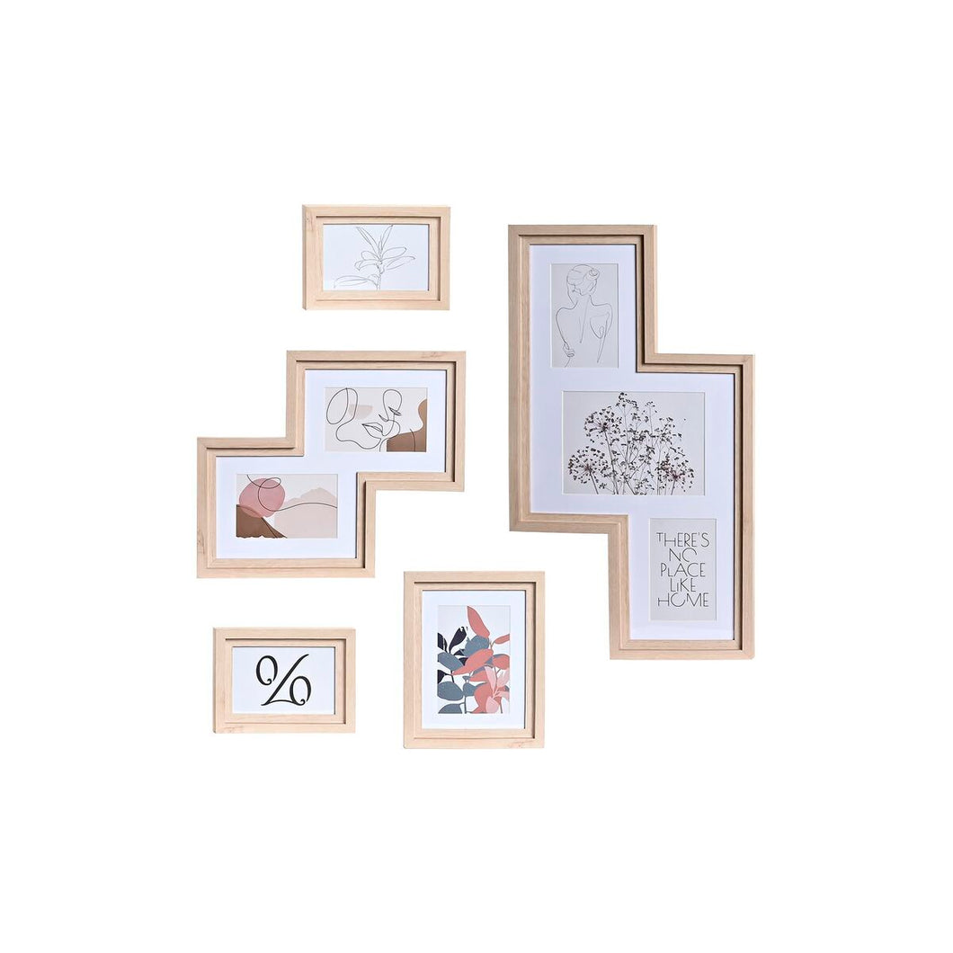 Fotoramme for vegg DKD Home Decor Krystall Naturell MDF Flerfarget (40 x 1,5 x 50 cm)