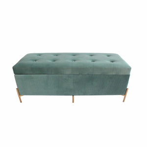 Foot-of-bed Bench DKD Home Decor Polyester MDF Aluminium Grønn Glamour (115 x 40 x 45 cm)