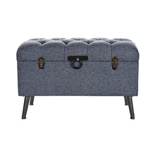Last inn bildet i Galleri-visningsprogrammet, Oppbevaringskiste med sete DKD Home Decor Blå Metall Polyester MDF (81 x 42 x 52 cm)
