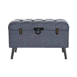 Oppbevaringskiste med sete DKD Home Decor Blå Metall Polyester MDF (81 x 42 x 52 cm)