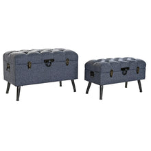 Last inn bildet i Galleri-visningsprogrammet, Oppbevaringskiste med sete DKD Home Decor Blå Metall Polyester MDF (81 x 42 x 52 cm)
