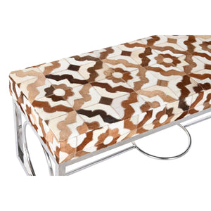 Krakk DKD Home Decor Brun Stål Lær Hvit (122 x 41 x 44 cm)