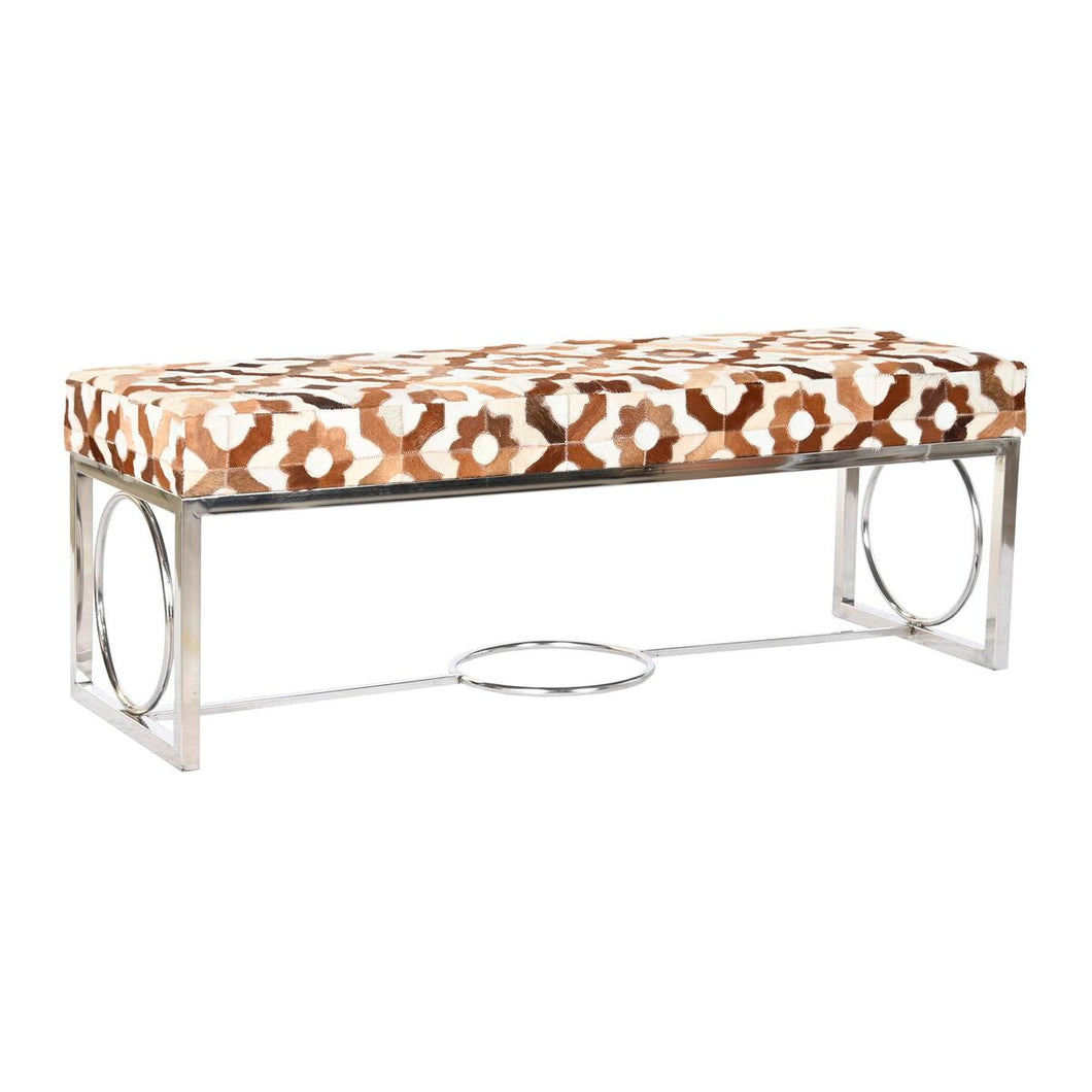 Krakk DKD Home Decor Brun Stål Lær Hvit (122 x 41 x 44 cm)