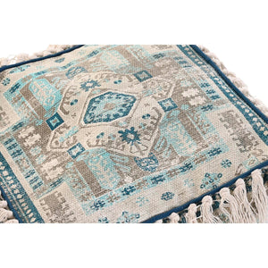 Puff DKD Home Decor Casablanca Blå Bomull Fringe (40 x 40 x 40 cm)