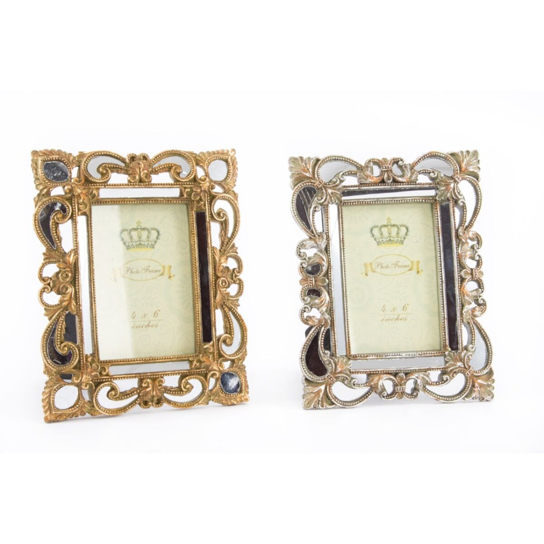 Fotoramme DKD Home Decor Sølv Gyllen Harpiks Shabby Chic (19 x 2 x 25 cm) (2 enheter)