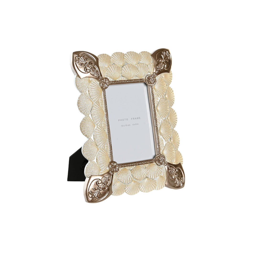 Fotoramme DKD Home Decor Kopper Hvit Harpiks Romantisk (20,4 x 2,5 x 26 cm)