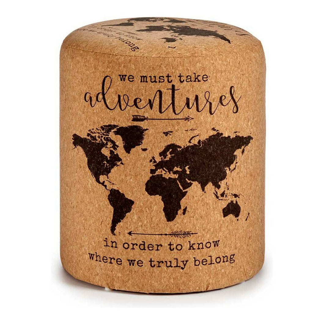 Puff Verdenskart Brun MDF Kork (34 x 39 x 34 cm)