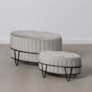 Puff 80 x 80 x 46 cm Syntetisk Stoff Grå Metall
