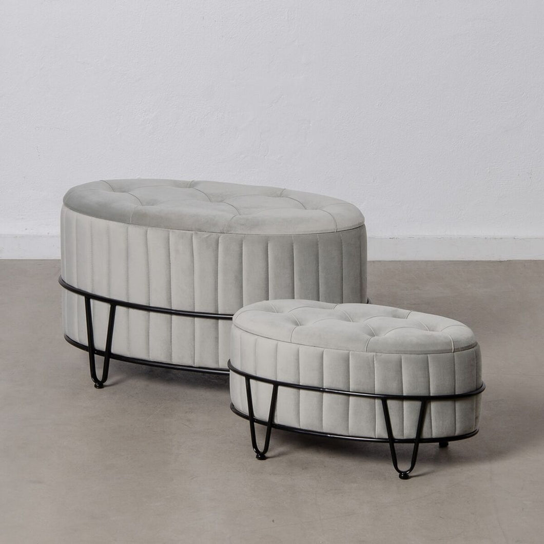 Puff 80 x 80 x 46 cm Syntetisk Stoff Grå Metall