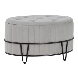 Puff 80 x 80 x 46 cm Syntetisk Stoff Grå Metall