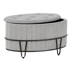 Puff 80 x 80 x 46 cm Syntetisk Stoff Grå Metall