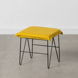 Puff Syntetisk Stoff Metall Gul 40 x 40 x 35 cm