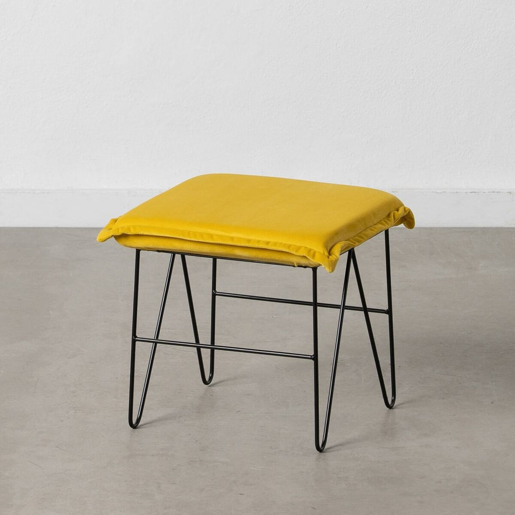 Puff Syntetisk Stoff Metall Gul 40 x 40 x 35 cm