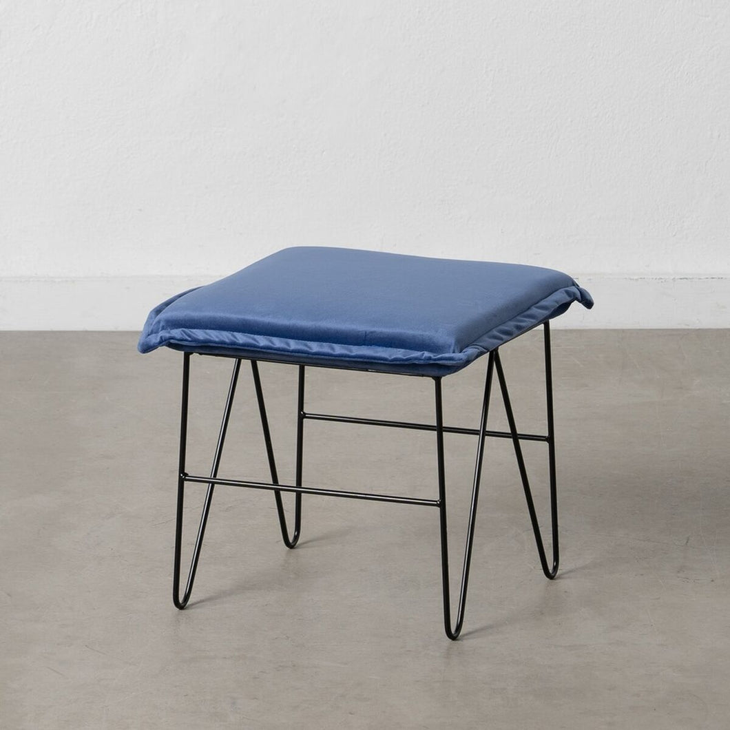 Puff Syntetisk Stoff Blå Metall 40 x 40 x 35 cm