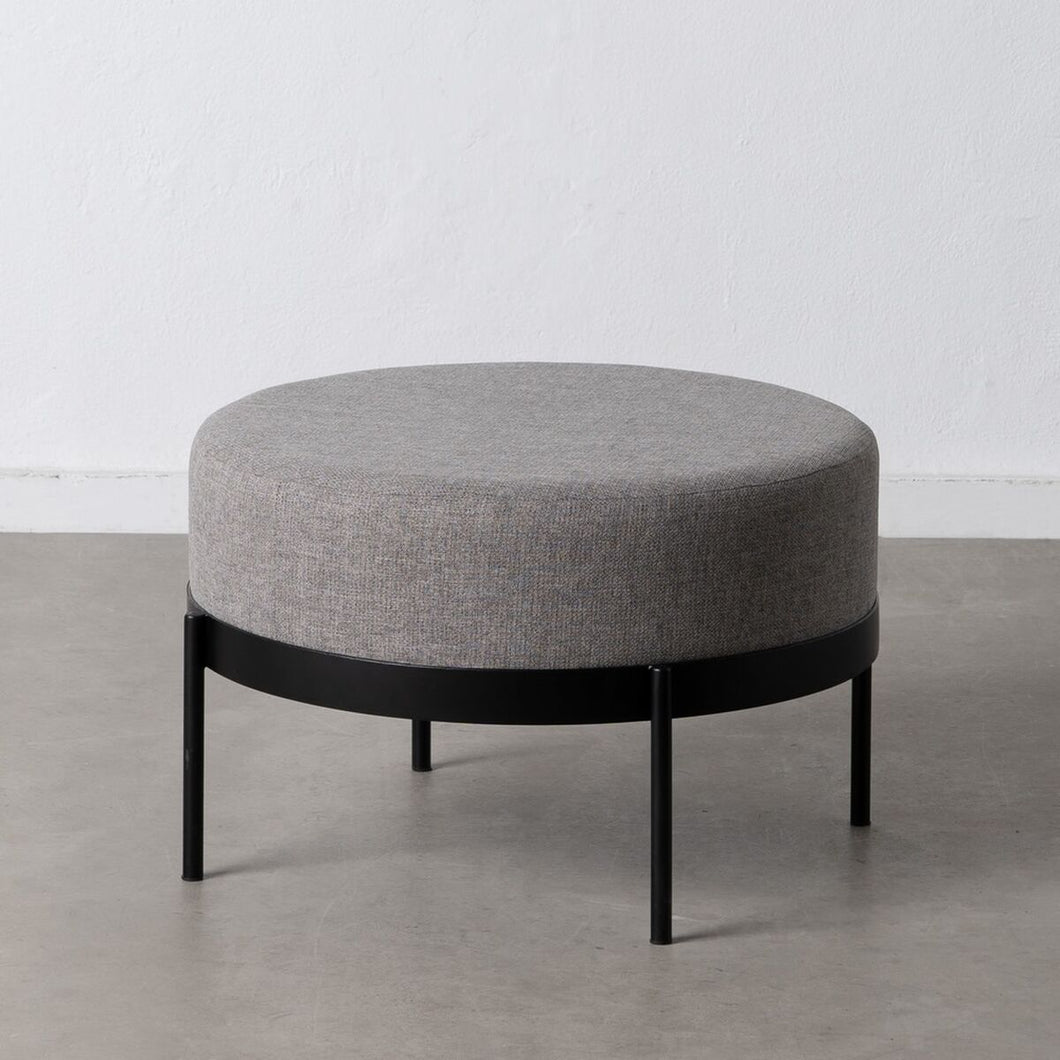 Puff 65 x 65 x 40 cm Syntetisk Stoff Grå Metall