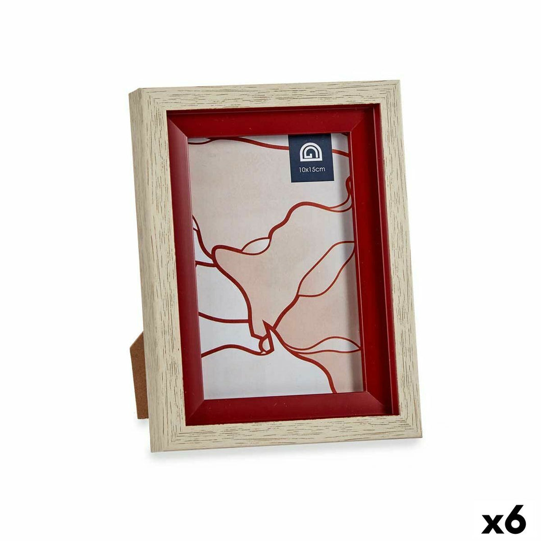 Fotoramme Krystall Rød Tre Brun Plast (13,5 x 18,8 x 2 cm) (6 enheter)