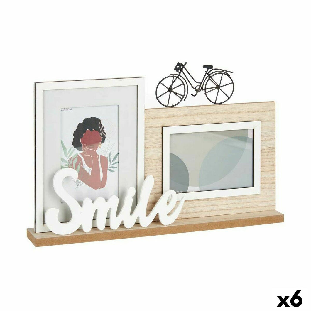 Fotoramme Smile 2 bildes Svart Brun Tre MDF (6 enheter) (40 x 27 x 6 cm)